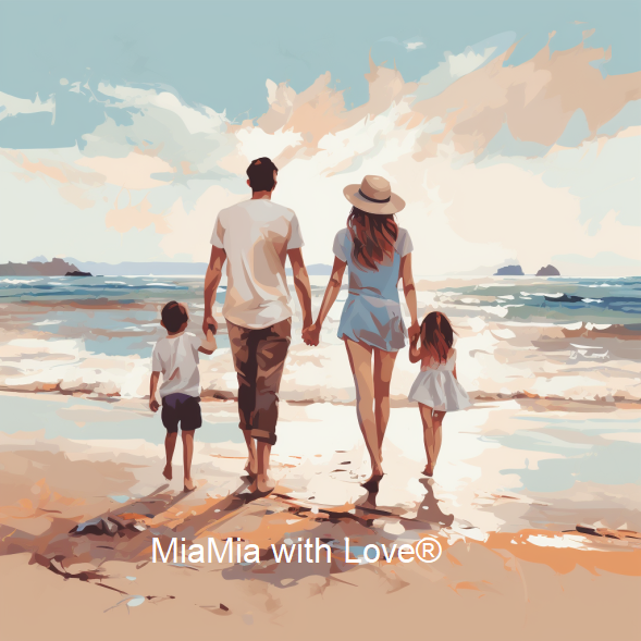 Familie am Strand 1 Stoff Panel, Stoffdruck, personalisierte Designs, wasserdichter Canvas, Geschenkideen von Atelier MiaMia