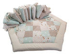 Atelier MiaMia Kuschel - adventure blanket playpen 6 corner Drün blue leaves moon dots 6